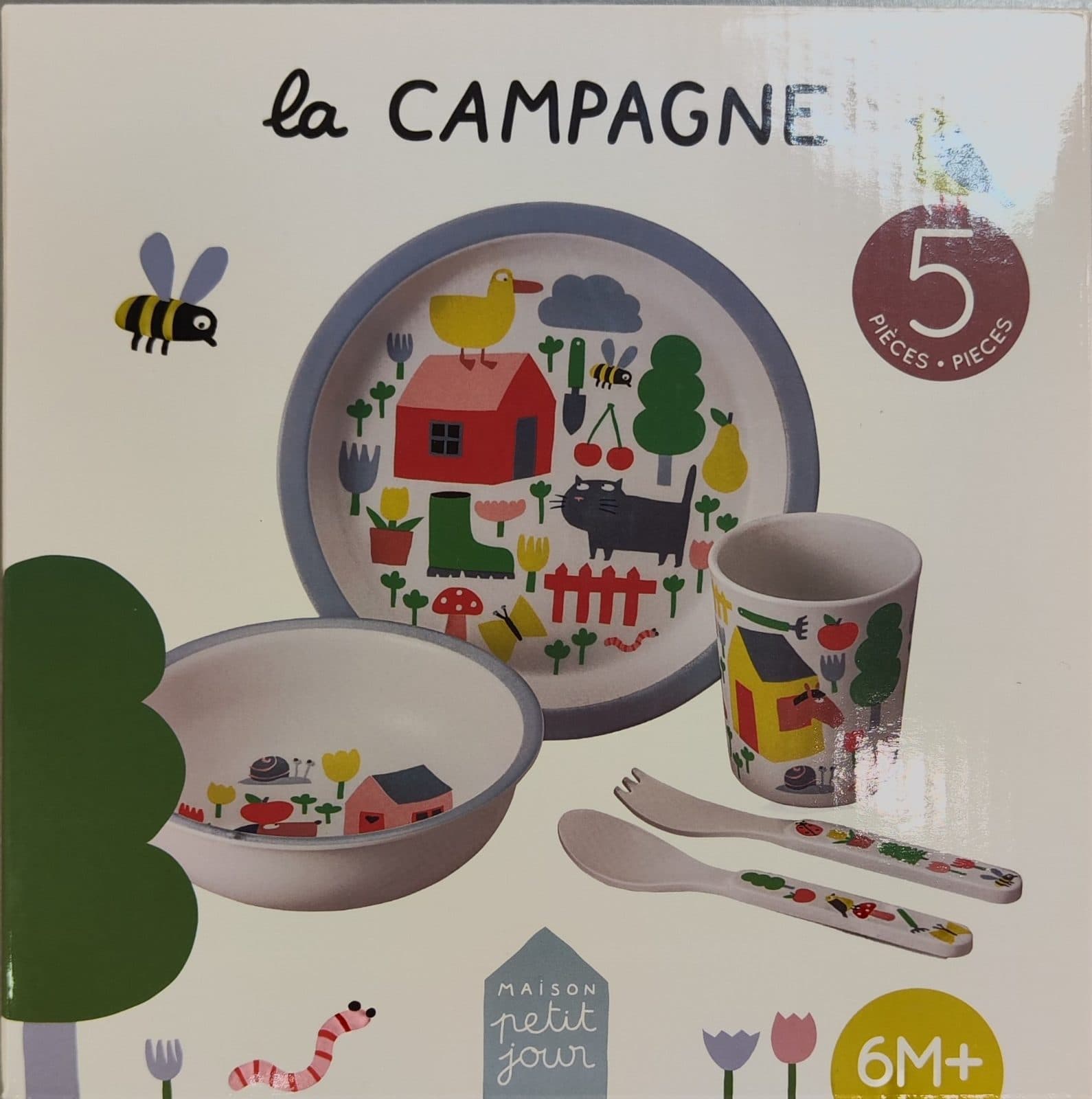 Verkaufe ein neues und originalverpacktes 5-teiliges Kindergeschirr-Set „la Campagne“ (The Countrysi